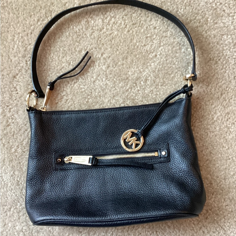 Michael Kors Black Shoulder Bag with Gold Accents